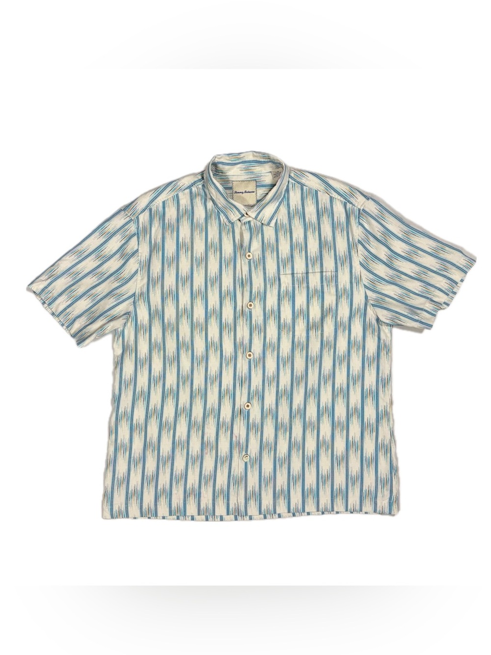 Tommy Bahama Island Zone Silk Blend Multicolor Striped Button Up Shirt Men Large